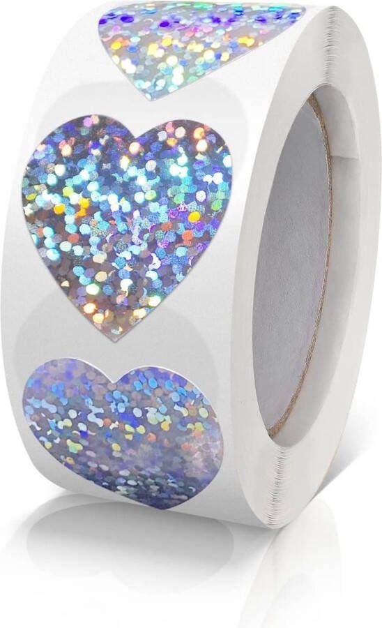 Hartjes Zilver Glitter Stickers Kinderen Stickervellen Sluitzegel Zilver Glitter Hartje Beloningsstickers Sluitsticker Zilver