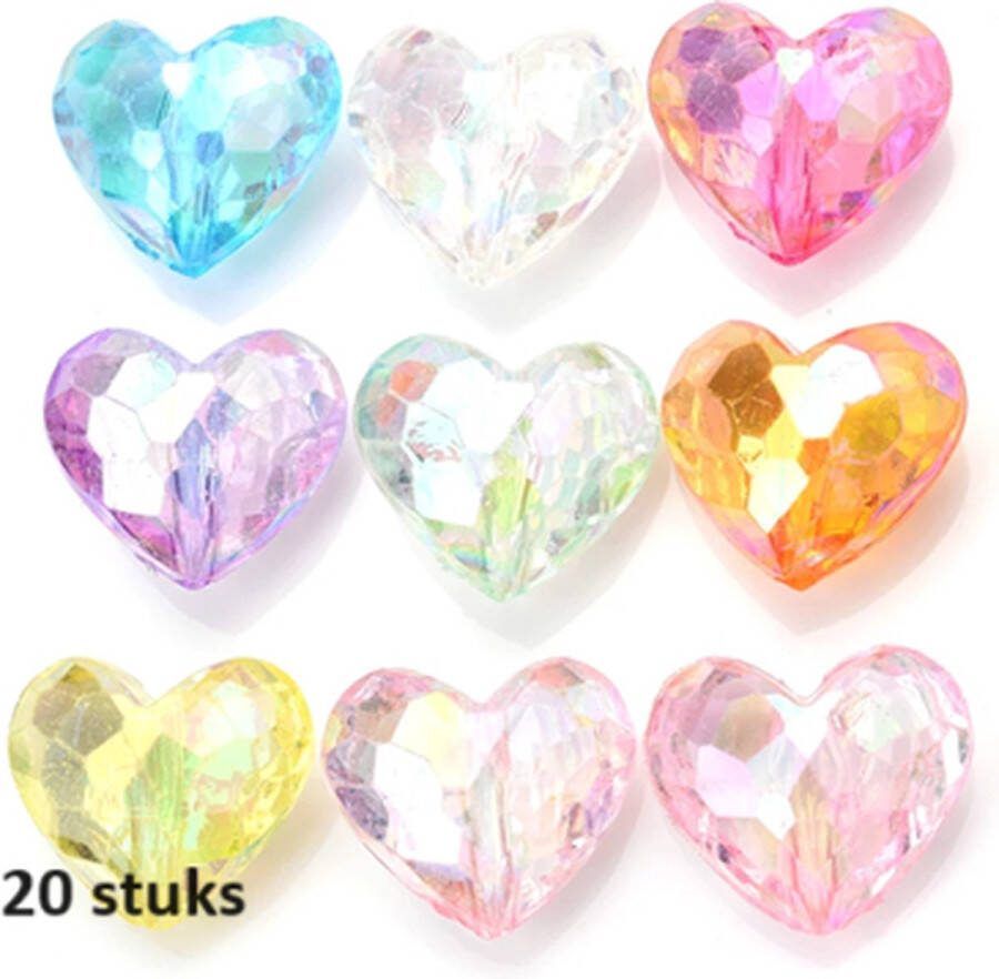 Hartvormige acryl kralen 20 stuks hartjes kralen gekleurde kralen harten sieraden maken