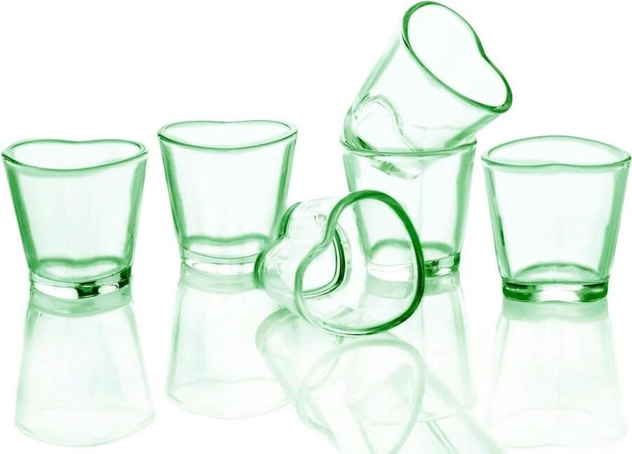 Hartvormige borrelglazen set van 6 stuks schattige 45 ml tequila shotglazen herbruikbaar glas proeverijen feesten groen