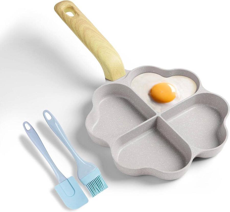 Hartvormige eierpan met 4 gaten antiaanbaklaag graniet inductie creatieve schattige omeletpan gezonde pannenkoekenpan ontbijtpan kleine pannen