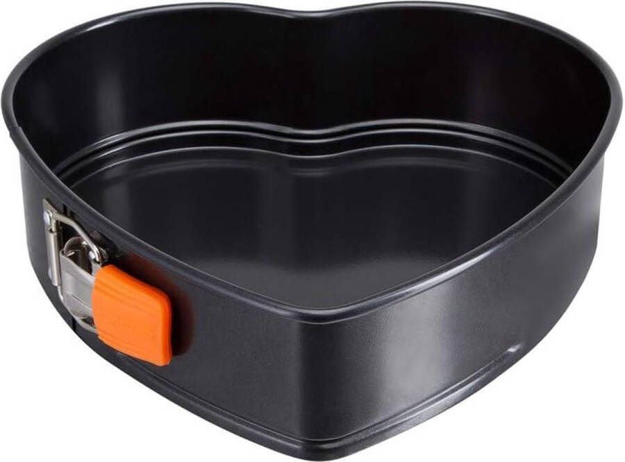 Hartvormige springvorm met antiaanbaklaag 24 8 x 23 8 x 6 9 cm zuurdesembestendig gemaakt van koolstofstaal antraciet oranje
