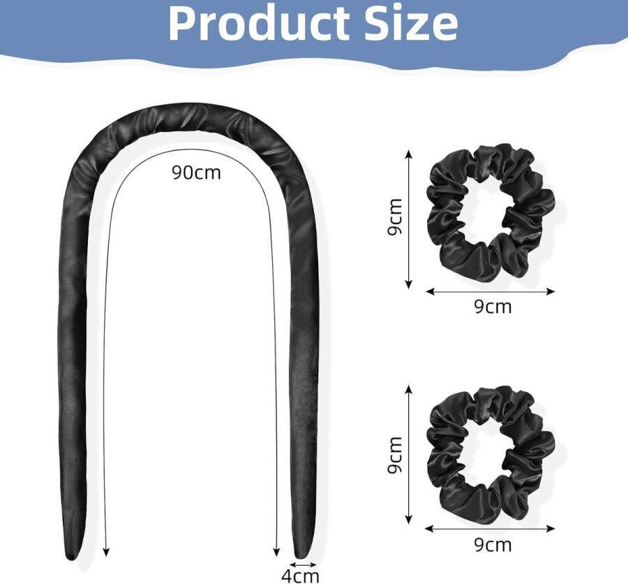 Heatless Curling Rod Headband Hitteloze Krulstaaf Hoofdband Haarrollers for Overnight Zacht Zijden Lint Slaap Haar Rollers Golf Haarkrulspelden Luie Krultang Set No Heat Hair Curlers Styling Tools voor Lang Halflang Haar (Zwart)