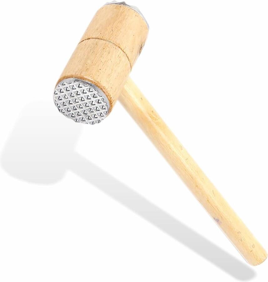Heavy Duty Dubbelzijdige Houten Vleeshamer Vlees Pounder en Tenderizer Tool met Metalen Spikes Pack van 1