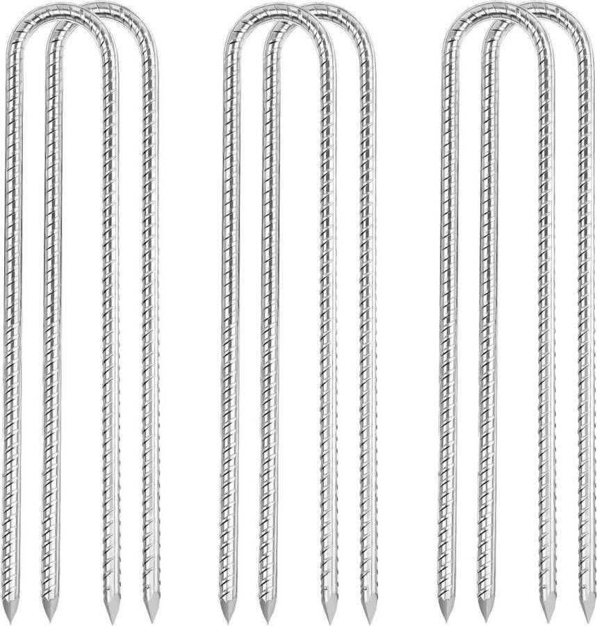 Heavy Duty Metalen Tentharingen Tuin Trampoline Pinnen Gegalvaniseerd Staal Tent Nagels Anti-Roest Grondanker U-vormige Haken Outdoor Camping Wandelen Reizen 6 Pack 305 cm