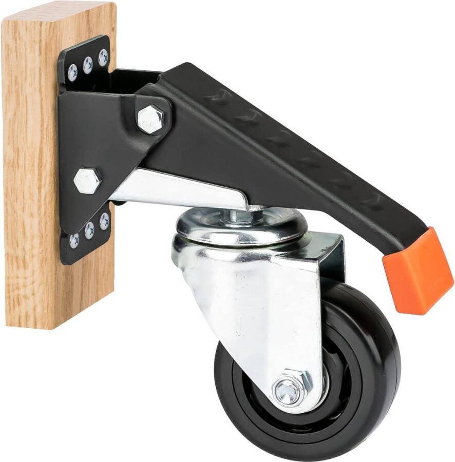 Heavy duty verlaagbare wielen voor werkbank set van 4 76mm tot 400kg zwart
