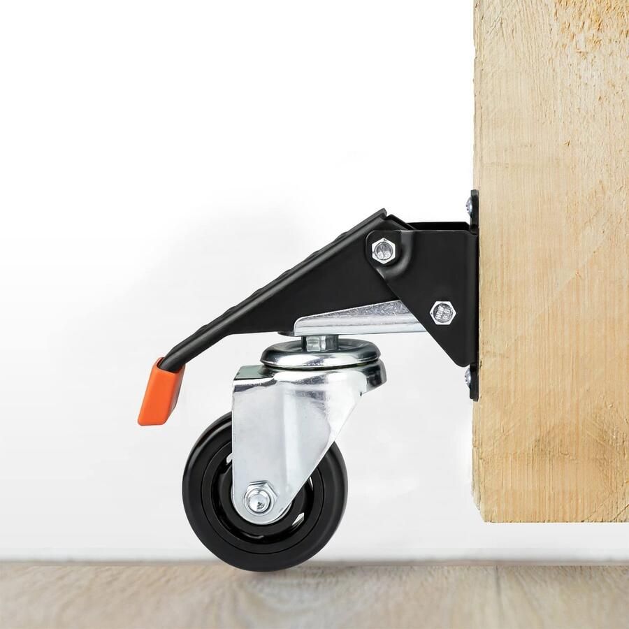 Heavy duty wielen verlaagbaar voor werkbank 4 stuks 76 mm tot 400 kg zwart