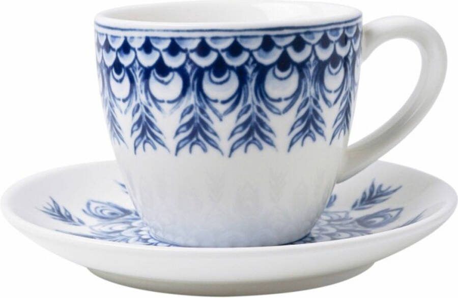 Heinen Delfts Blauw Espresso kop en schotel Paauw Blauw 60 ml. H 6 cm