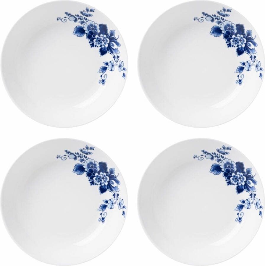 Heinen Delfts Blauw Pastabord Paauw Blauw set van 4