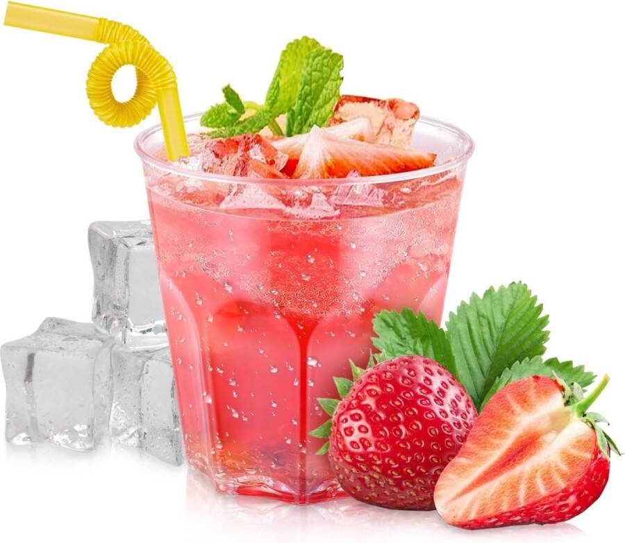 Hejo 40 stuks plastic glazen doorzichtige plastic bekers 200 ml plastic drinkglazen plastic cocktailglazen herbruikbare feestdrinkglazen voor feest picknick familiediner en BBQ