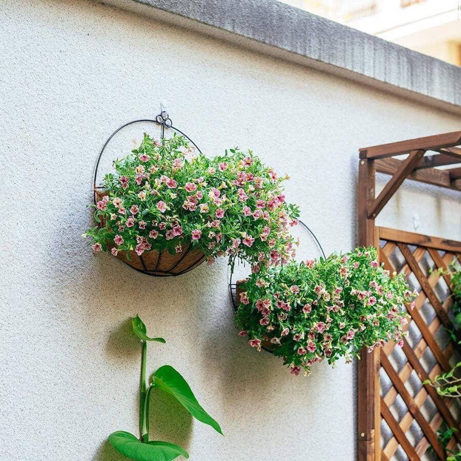 Hek Opknoping Plantenbakken Metalen Muur Plantenbak Opknoping Grote Hangende Plantenbakken met Kokosvoeringen Draad en Metaal Buitenplanten voor Tuin Set van 2