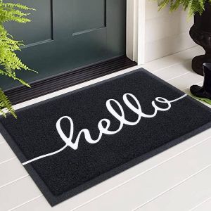 Hello deurmat voor binnen en buiten antislip vuilvangmat deurmat wasbare voetmat voor buiten voor huisdeur entree tuin (44 x 76 cm zwart)