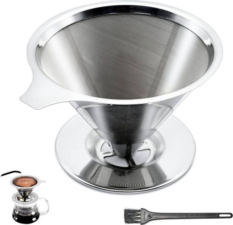 Herbruikbaar koffiefilter voor 6 kopjes roestvrijstalen permanent filter reinigen na gebruik