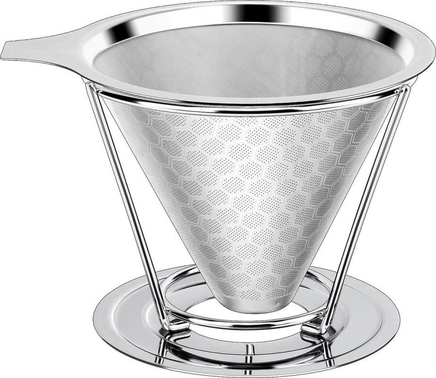 Herbruikbaar permanent koffiefilter roestvrij staal afneembare standaard handmatige koffie papierloze filter