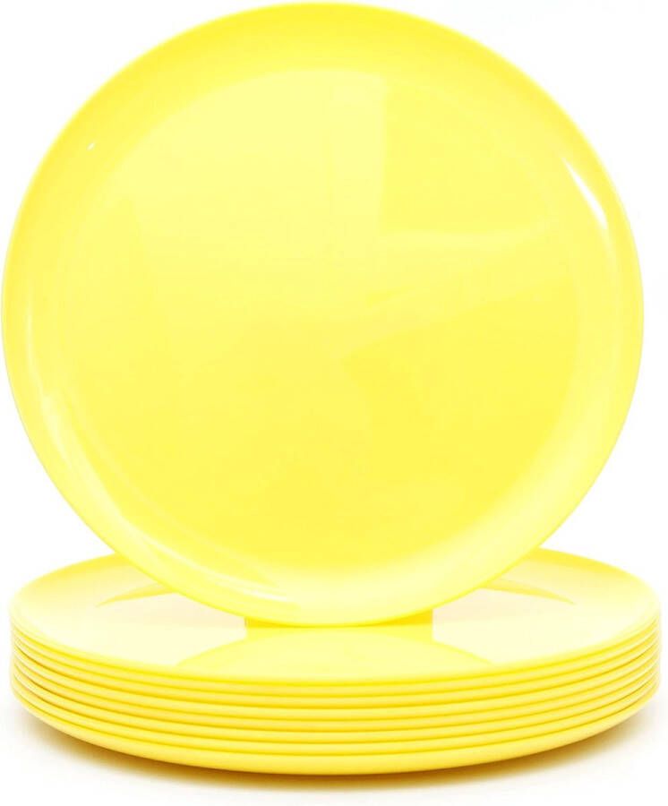 Herbruikbaar wassen en hergebruiken 25 4 cm plastic borden grote borden dinerborden 9 stuks (geel)