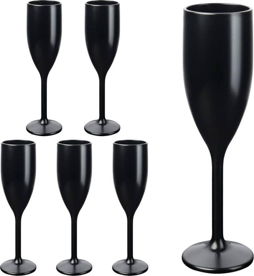 Herbruikbare champagneglazen in zwart selecteerbaar 6 12 24 of 48 stuks 150 ml champagneglas inhoud 6 stuks