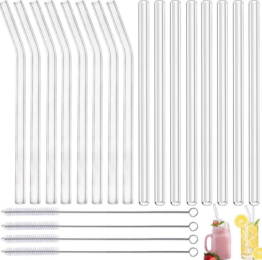 Herbruikbare cocktailrietjes 20 stuks glazen rietjes voor smoothies en milkshakes Glazen rietjes