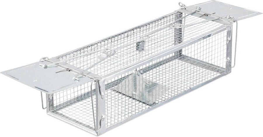 Herbruikbare diervriendelijke muizenval inloopval voor muizen & ratten ca. 115 x 40 x 145 cm zilver
