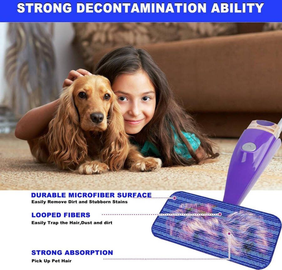 Herbruikbare dweilpads compatibel met Swiffer Wet Jet Nat Jet Pads navullingen voor Swiffer Mop nat en droog microvezelvervangingspads voor het reinigen van hardhouten vloeren (4-pack blauw)