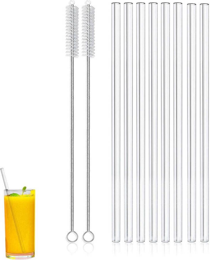 Herbruikbare glazen rietjes Set van 8 heldere rechte rietjes voor smoothie milkshake cocktail en koude dranken Glazen rietjes