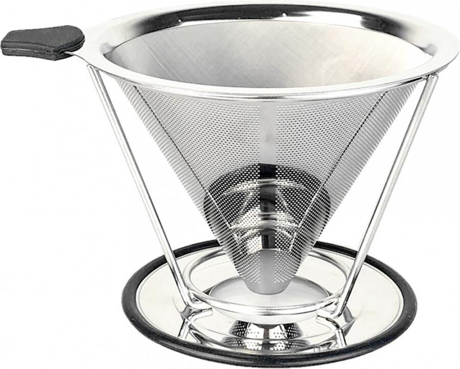Herbruikbare Koffiefilter RVS 2-in-1 Koffie Dripper Barista Espresso Filterkoffie Pour Over Slow Coffee Maker Kit Koffiezetapparaat Koffiebonen Reizen Koffiefilterhouder Camping Travel