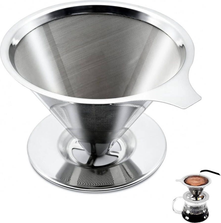 Herbruikbare Koffiefilter RVS Koffie Dripper Barista Espresso Filterkoffie Pour Over Reizen Koffiefilterhouder Camping Travel RVS Gaas permanent koffiefilter van roestvrij staal