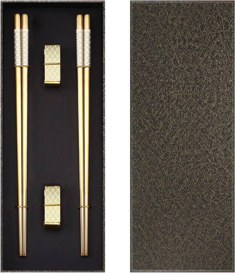 Herbruikbare metalen eetstokjes titanium roestvrijstalen eetstokjes vaatwasmachinebestendig licht Japanse stijl cadeauset goud Chopsticks