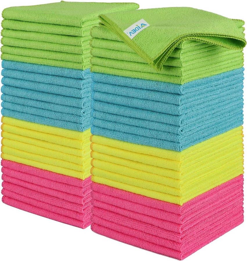 Herbruikbare microvezel reinigingsdoeken 50 stuks vaatdoeken voor keuken pluisvrij streepvrij wasbaar stofdoek huis auto motorfiets ramen 30 x 30 cm