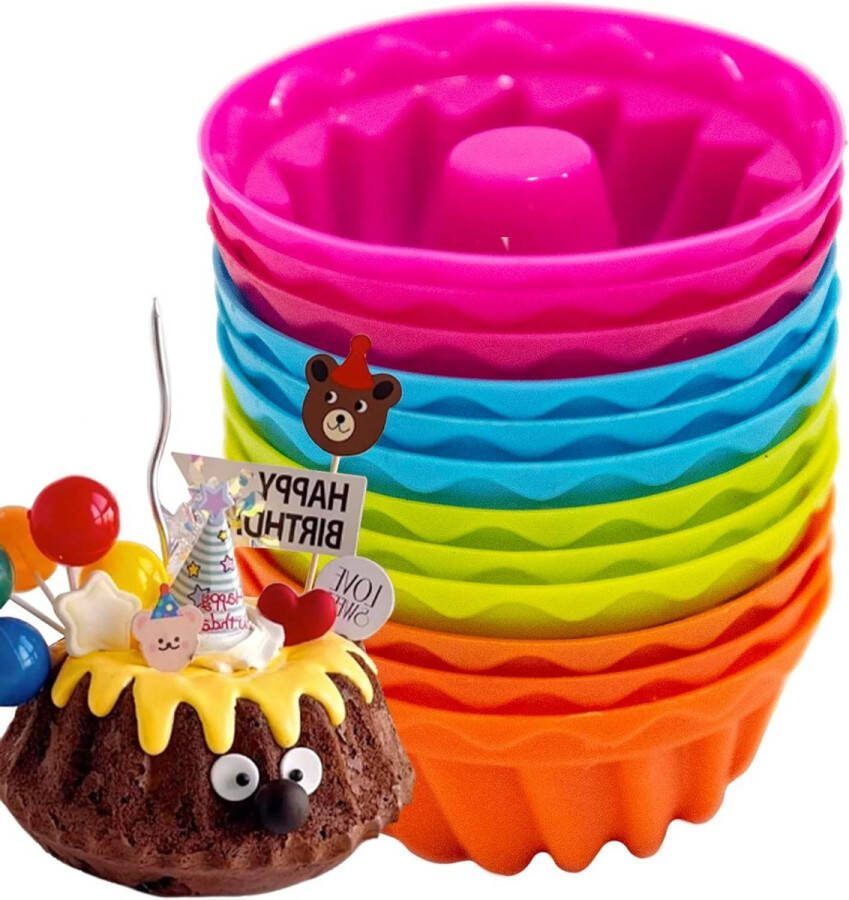 Herbruikbare mini tulbandvorm siliconen 12 stuks cupcake muffinvormpjes diameter 65 cm rood