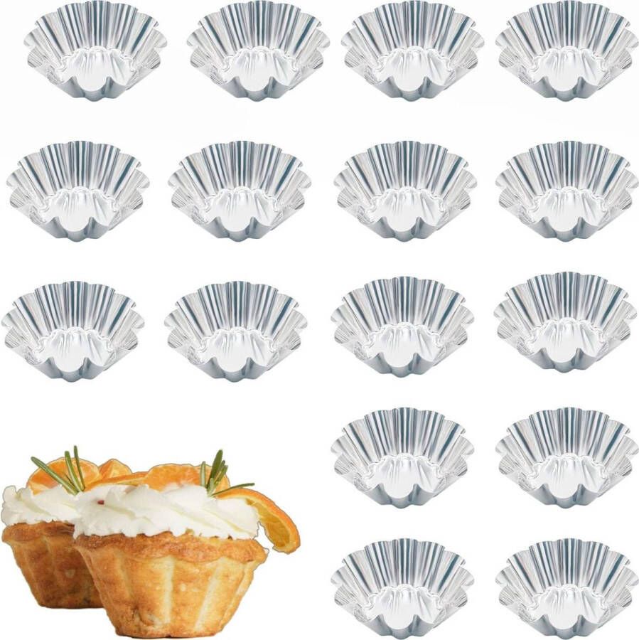 Herbruikbare muffinvormen 16 stuks roestvrij staal mini taartvorm bakvorm voor pudding cakevorm ei taartvorm mini bloem gevormde cupcakes mini taartvorm tartelette vormen