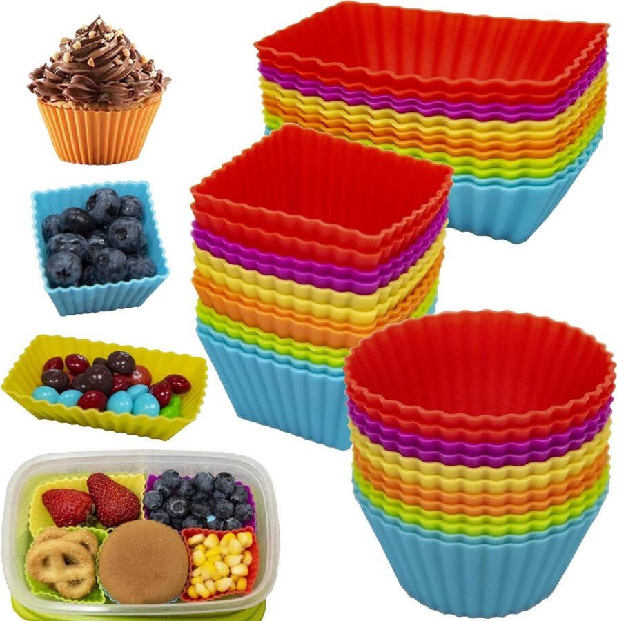 Herbruikbare muffinvormen siliconen pakket van 36 kleine siliconen mallen voor muffins Cupcake brood bakvorm cake anti-aanbak mini muffinvormpjes cakevorm (3 mallen