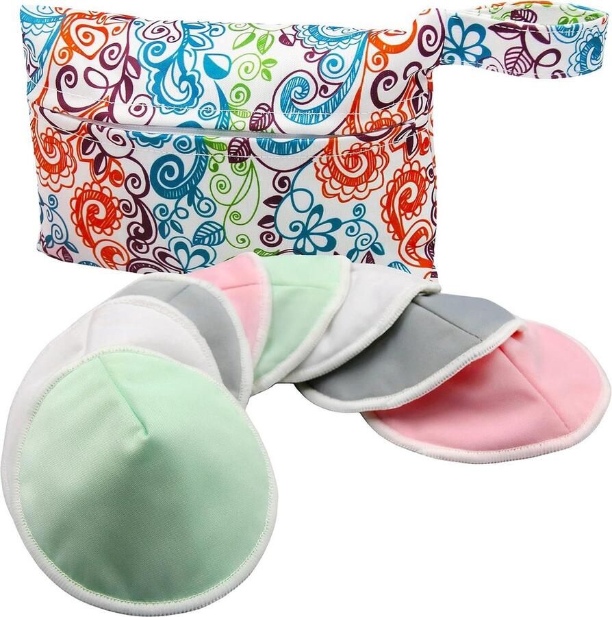 Herbruikbare Nursing Pads voor Moederschap 8 Wasbare Pads Natte Tas Waszak Borstvoeding Tepelpads Pastel Touch Groot 47 inch wasbare zoogcompressen