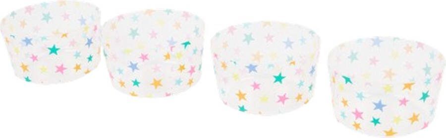 Herbruikbare party snackbakjes STAR Snackkom met sterren Kunststof Ø 12 x 8 cm Transparant Multicolor 4 stuks 430 ml Snack Kom Bakje