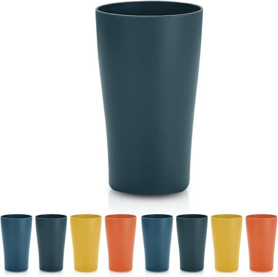 Herbruikbare Plastic Bekers 8 Stuks Onbreekbaar Water Drinkbeker Tumblers voor Binnen Buiten Reizen Zwembad Badkamer Volwassene Licht Gewicht Gemakkelijk mee te nemen BPA Vrij Donkergroen