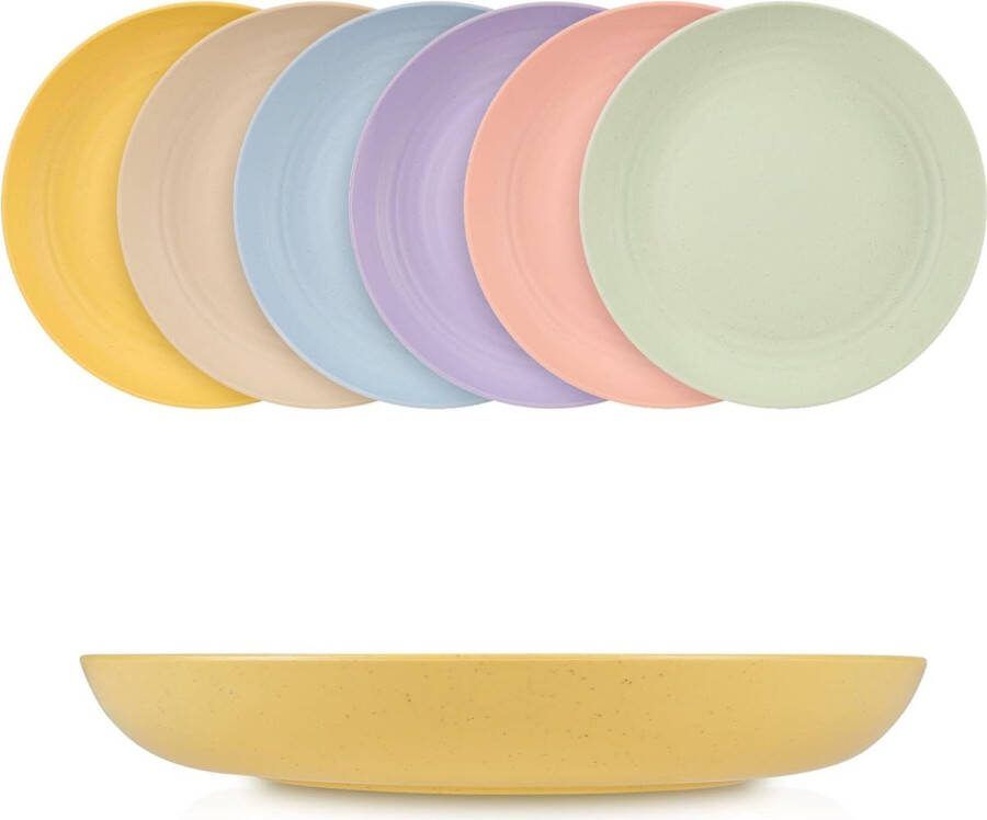 Herbruikbare plastic borden 6 stuks eetborden van kunststof 23 cm onbreekbare herbruikbare borden voor outdoor camping magnetron en vaatwasserbestendige kunststof borden voor salades fruit desserts
