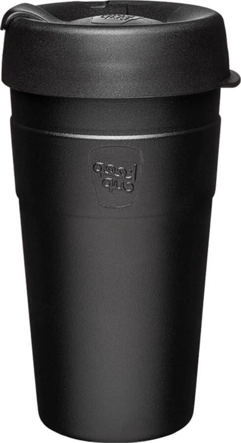 Herbruikbare roestvrijstalen thermo koffiebeker lekvrij deksel BPA-vrij barista-kwaliteit 16 oz 454 ml zwart
