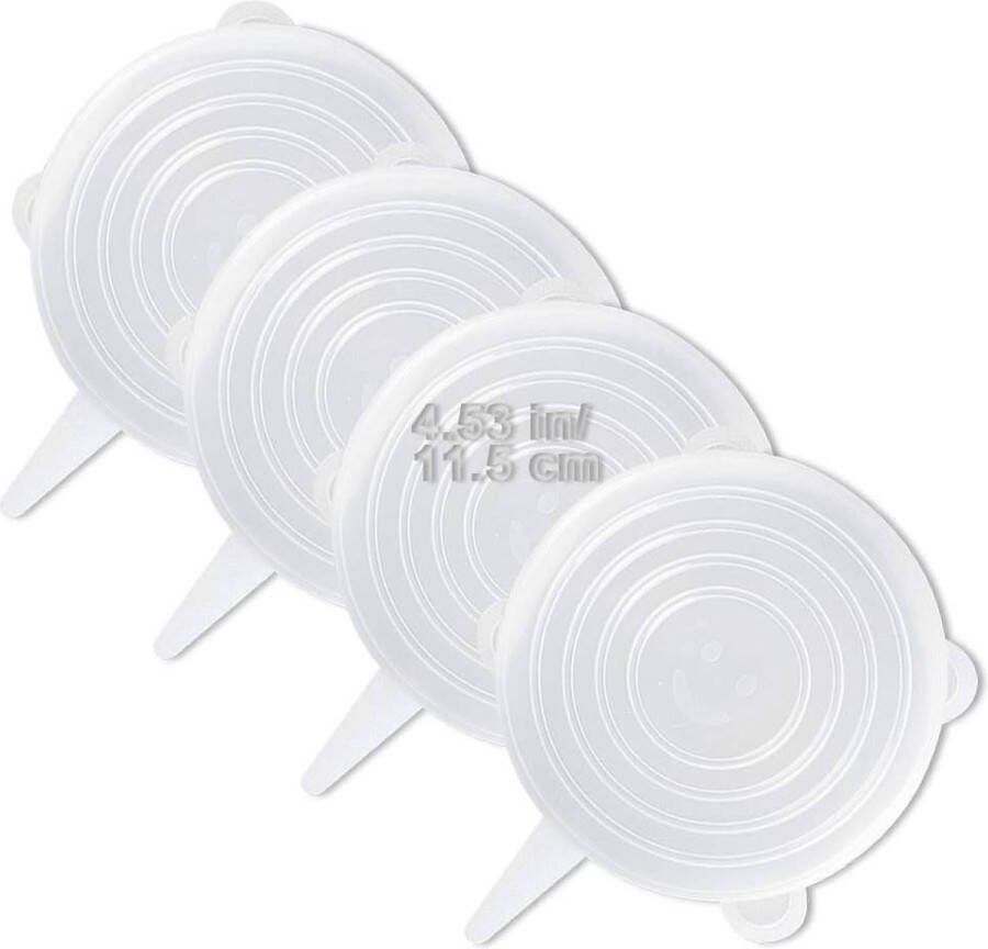 Herbruikbare silicone deksel 4-pack dezelfde grootte siliconen stretch deksels dikkere herbruikbare stevige siliconen containerhoes uitbreidbare voedselopslaghoezen vaatwasser- en vriezerbestendig 11 5 cm