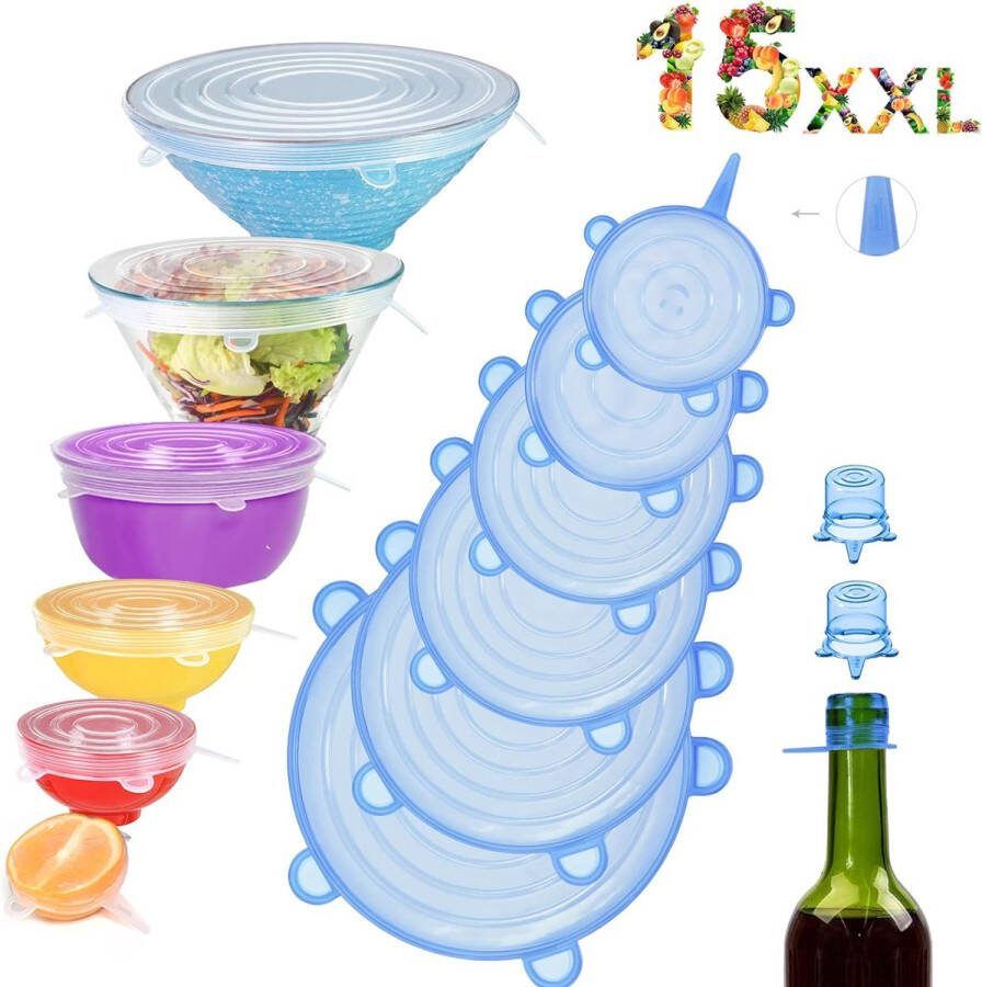 Herbruikbare silicone deksel Siliconen Deksel -20 Stuks -Flexibel en Herbruikbaar Siliconen Vershoud Deksels voor Bekers Schalen Wijnfles Mokken Vaatwasmachine Magnetron en Vrieskast