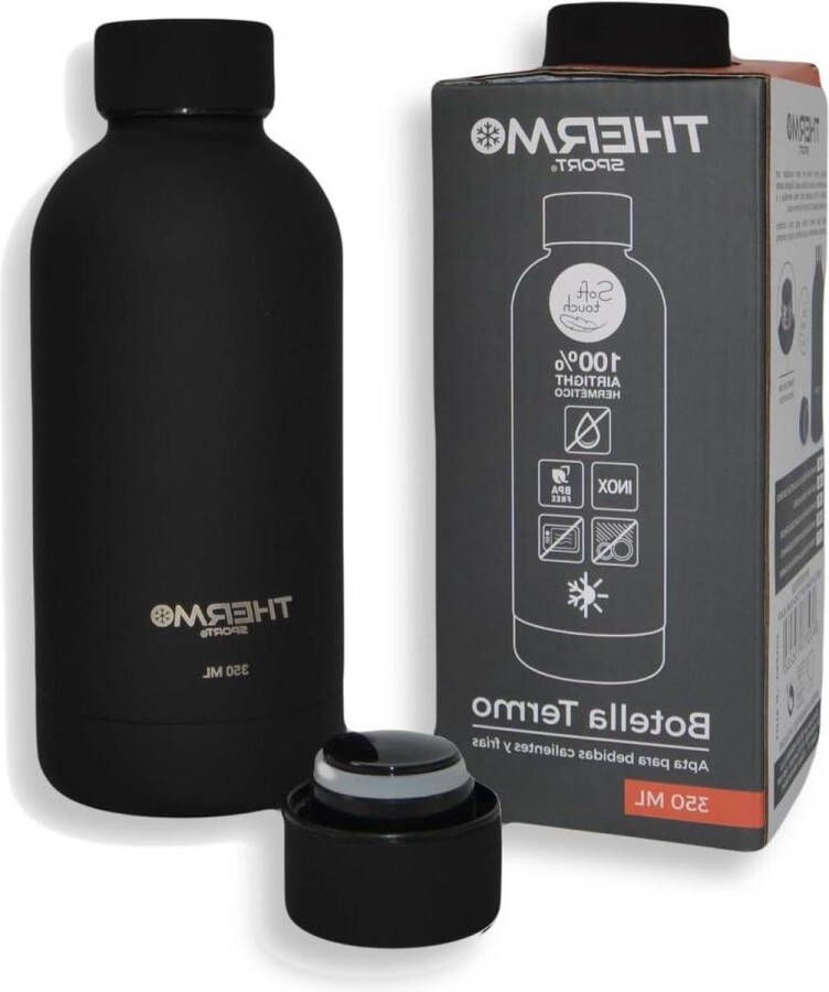 Herbruikbare thermosfles zonder BPA isolerende waterfles dubbelwandig isolerend matzwart warme en koude dranken koffie thee 350 ml
