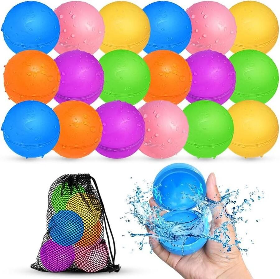 Herbruikbare waterballonnen 18 stuks zomerwaterspeelgoed voor kinderen zelfsluitende waterpomp zwembadstrandspeelgoed zomerfeest spelen met water Herbruikbare Waterballonnen