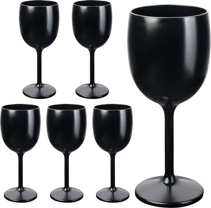 Herbruikbare wijnglazen in het zwart keuze uit 6 12 24 of 48 stuks champagneglas champagneglazen inhoud grootte: 6 stuks
