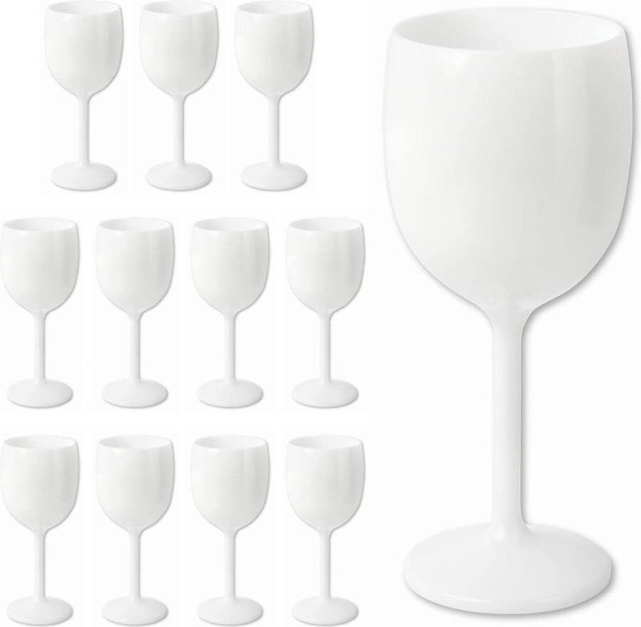 Herbruikbare wijnglazen in wit selecteerbaar 6 12 24 of 48 stuks champagneglazen inhoud ca. 300 ml grootte: 12 stuks