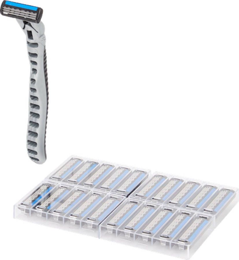 Heren Scheermes met extra mesjes (16 + 5 extra) XXL Voordeelverpakking Glijstrip Comfortgreep Flexibele scheerkop