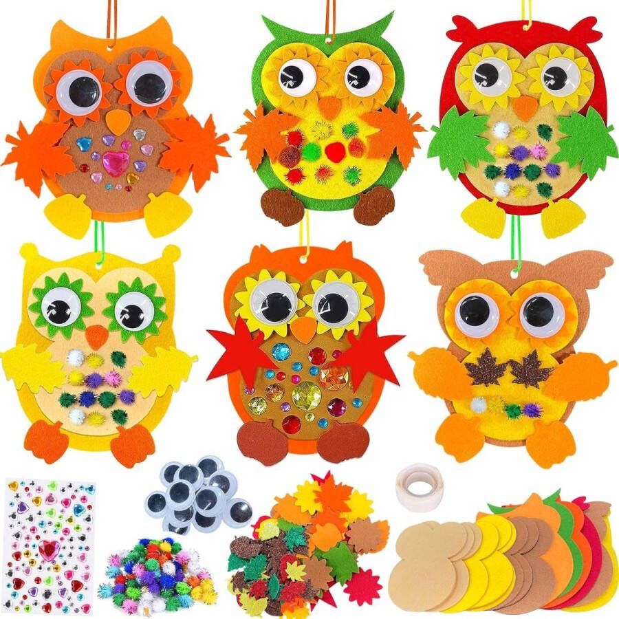 Herfstknutselen uil vilt knutselset kinderen herfst knutselen uil knutselset kinderen jongens meisjes Thanksgiving handwerk