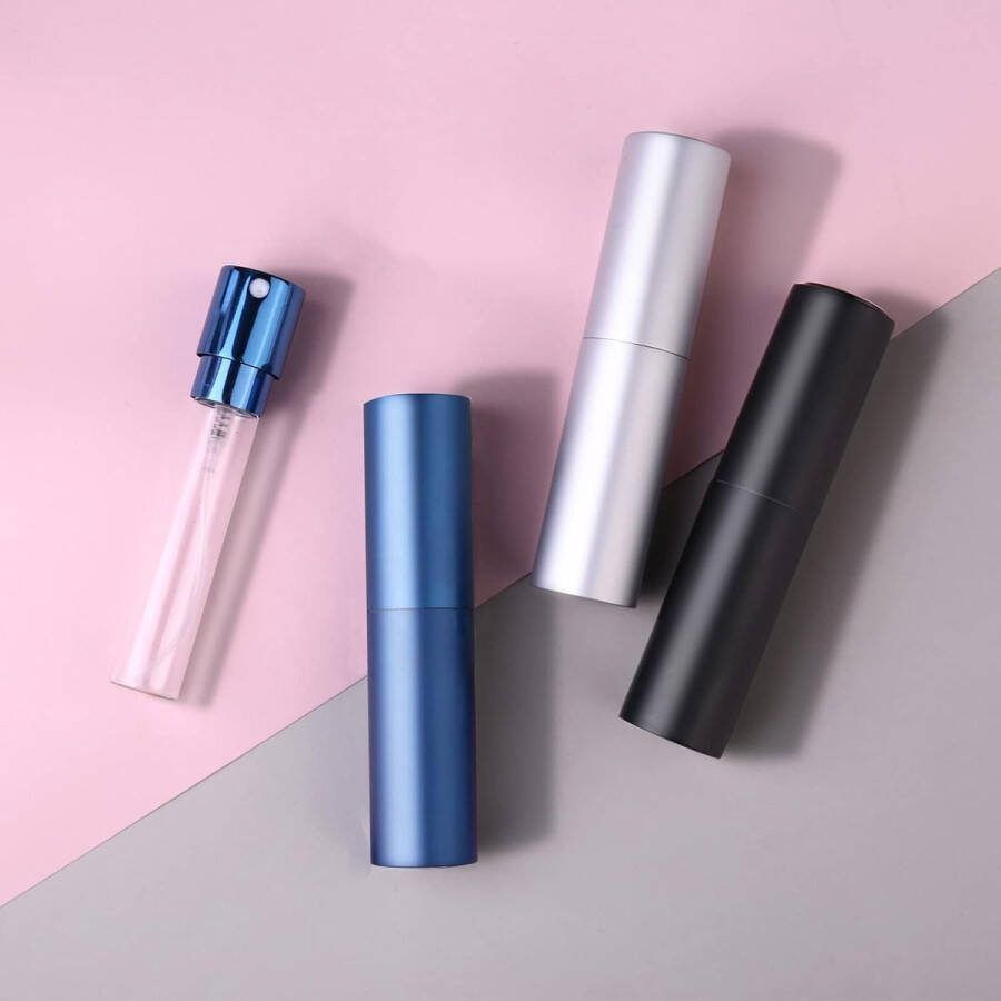 Hervulbare parfumverstuiver spuitflessen 2 stuks 10 ml verbeterde roterende reisparfumfles aftershave verstuiver geurspray fles met navulgereedschap voor vakantiereis en avondje uit mannen vrouwen