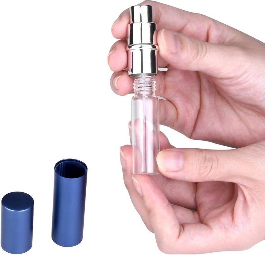 Hervulbare reisparfum verstuiverflessen 3 stuks 6 ml mini draagbare spuitflessen navulbare parfum aftershave verstuiver lege reisflessen met trechter (zwart+zilver+donkerblauw)
