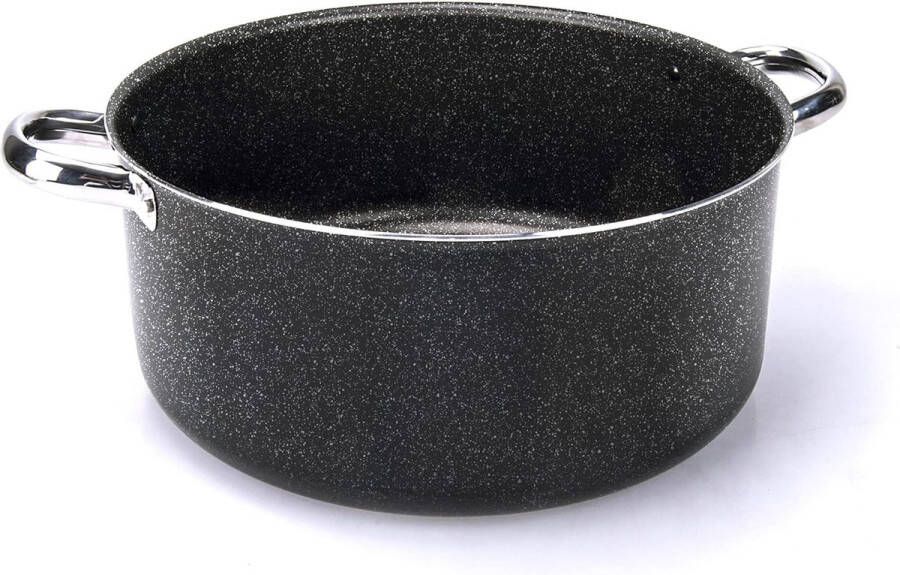 Het Nederlands: Professionele ovenschaal met 2 handgrepen 28 cm met een steeneffect en roestvrijstalen handgrepen