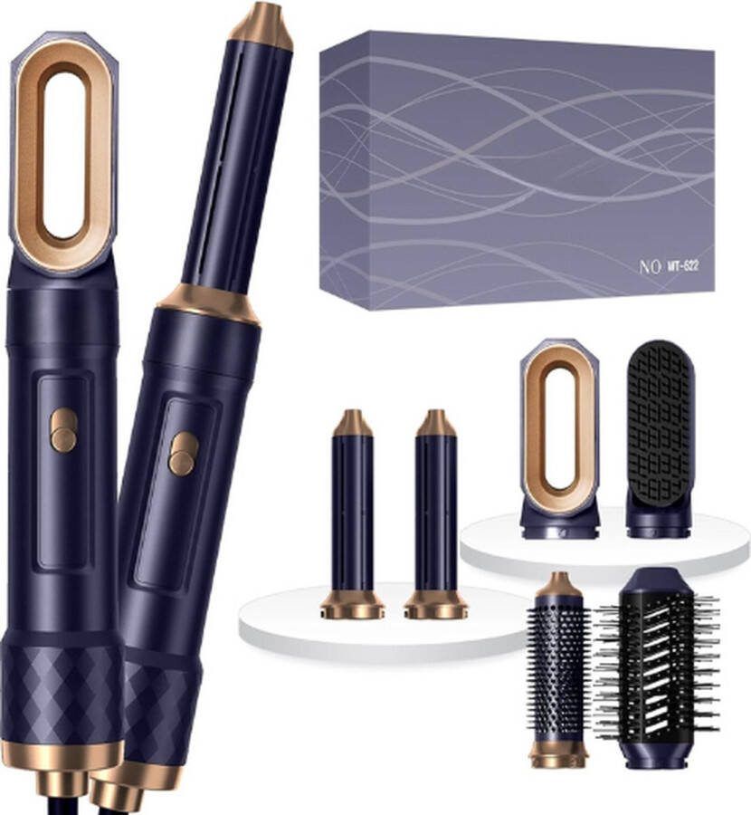 Heteluchtborstel set 6in1 Air Styler Haardroger met Borstel Föhnborstel Krulborstel Stijlborstel Thermal Brush Hair Dryer