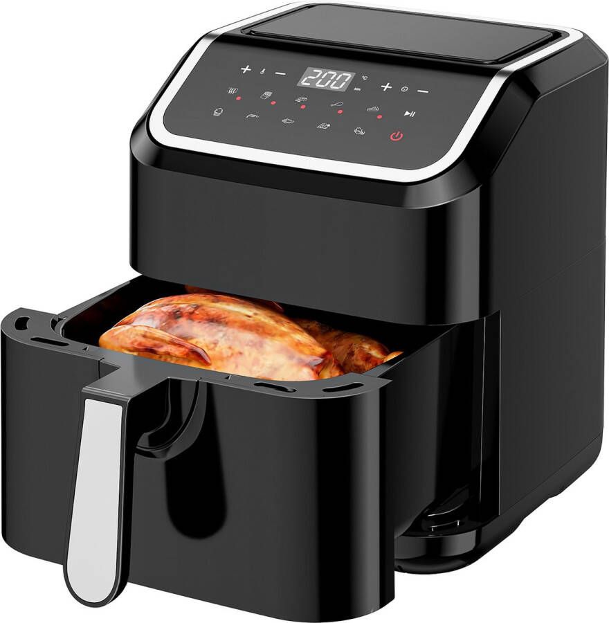 Heteluchtfriteuse Smart Fryer 5.5L Aanraakscherm 10 praktische automatische programma's Frituren zonder olie Gemakkelijk te reinigen 1600 watt BPA PFOA vrije Non-Stick Mand Zwart