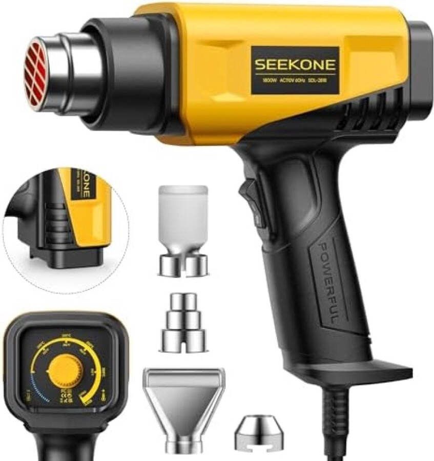 Heteluchtpistool 2000W met Instelbare Temperatuur 50-650℃ Warmtepistolen Kit met 1 5S Snelle Verwarming en Overbelastingsbeveiliging voor DIY Crafts Verf Verwijderen