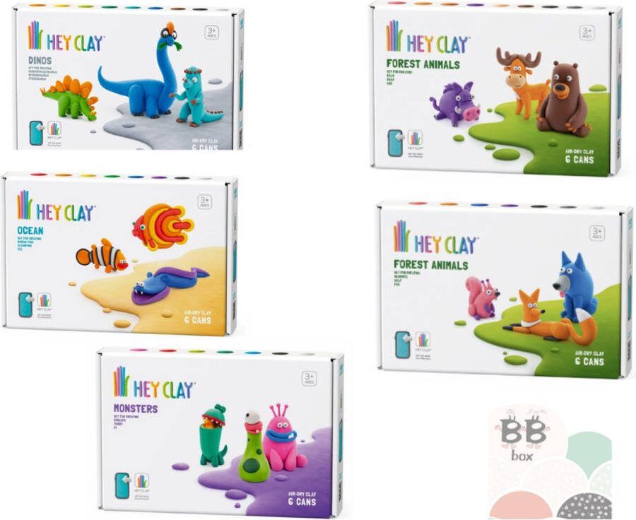 Hey Clay Boetseerklei Set van 2 doosjes samen 6 figuurtjes -naar keuze